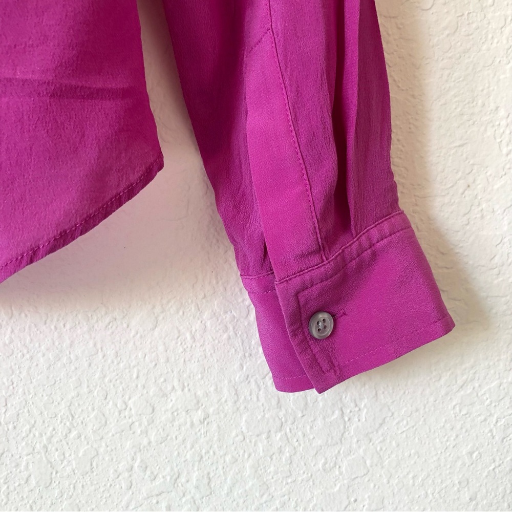 BANANA REPUBLIC 100% Silk Fuchsia Sheer Blouse - Women's S/2 - Picture 4 of 8